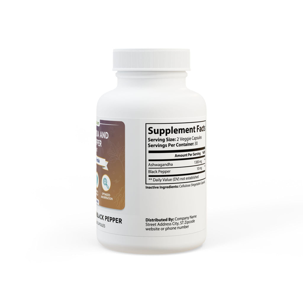 Ashwagandha and Black Pepper Supplement (60 capsules)